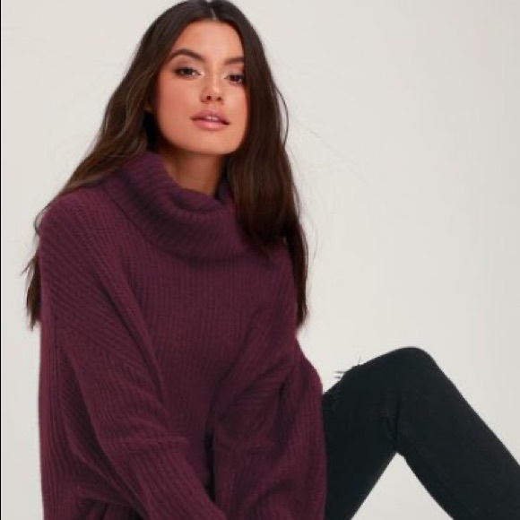 Maroon Free People Turtle Neck Sweater 